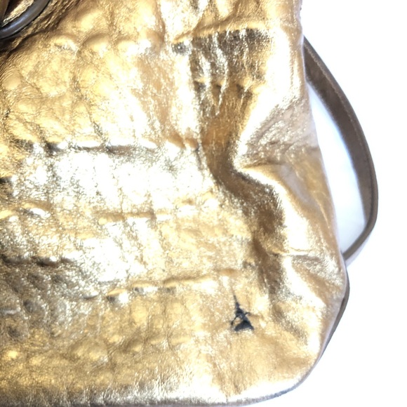 ROCHAS - Gold metallic double satchel leather bag - Picture 8 of 8